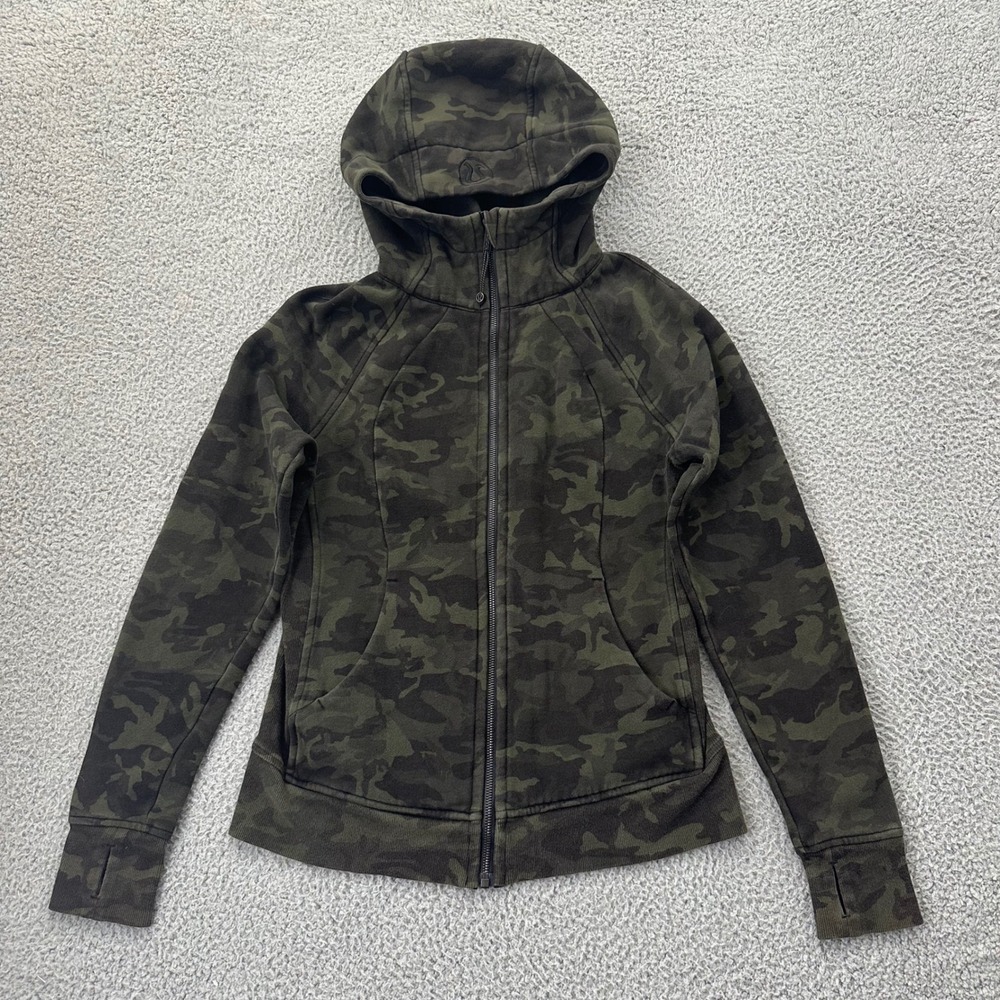 Lululemon Scuba Full Zip Hoodie Incognito Camo Multi Gator Green Women's 8